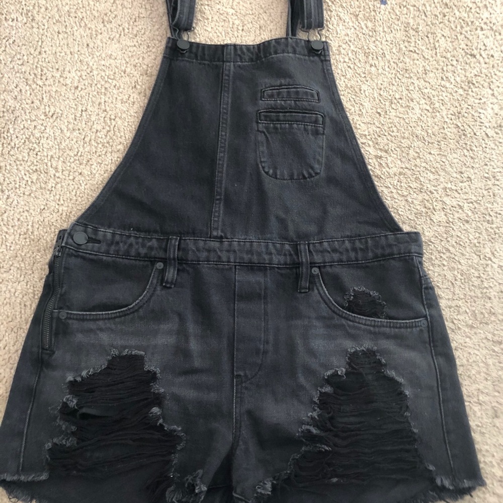 Blank NYC distressed overall shorts
